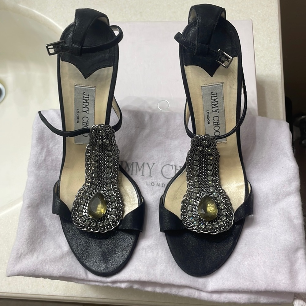 Jimmy Choo Metallic Suede Black heels